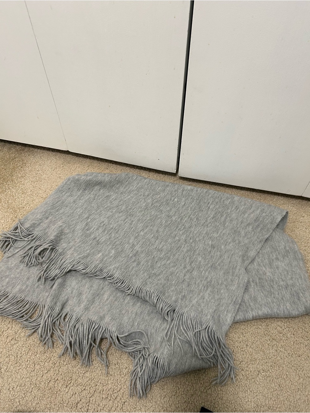 Oversized Soft Gray Fringe Scarf